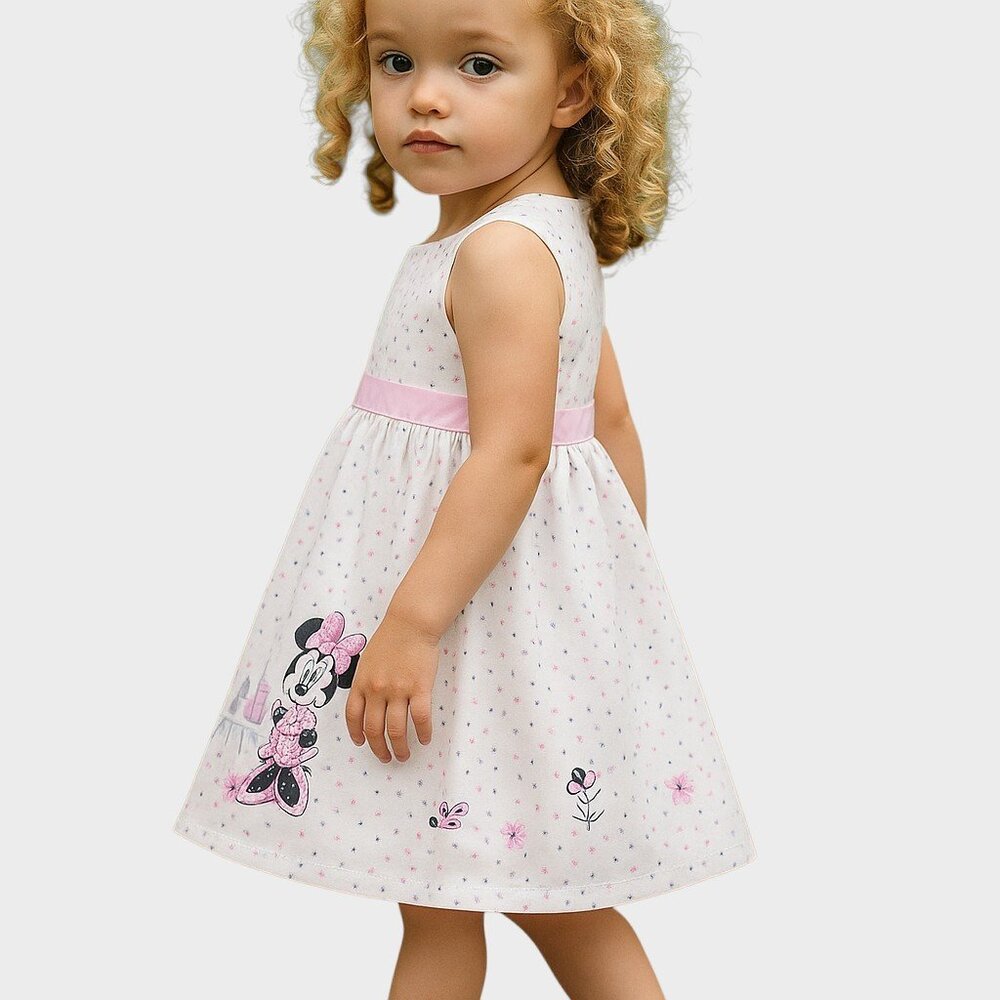 Disney Parks Minnie Mouse Girls 18M White Pink Floral Polka Dot Vacation Dress